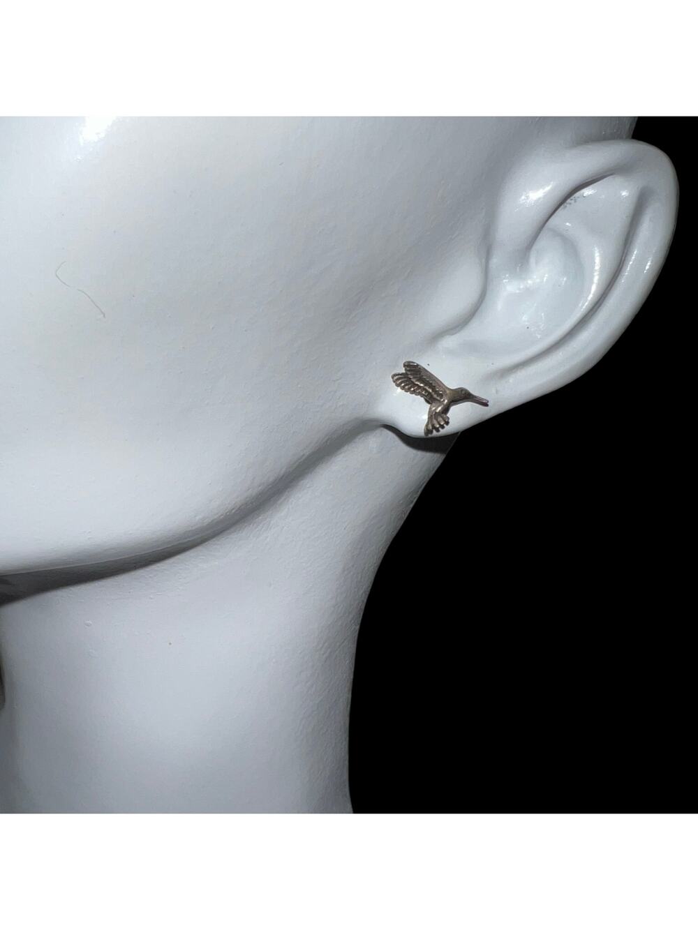 Dainty Silver Tone Hummingbird Stud Earrings Nature Inspired Bird Post Modern